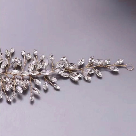 Longline Silver Crystal Hair Tiara Crown - Picture 4 of 4
